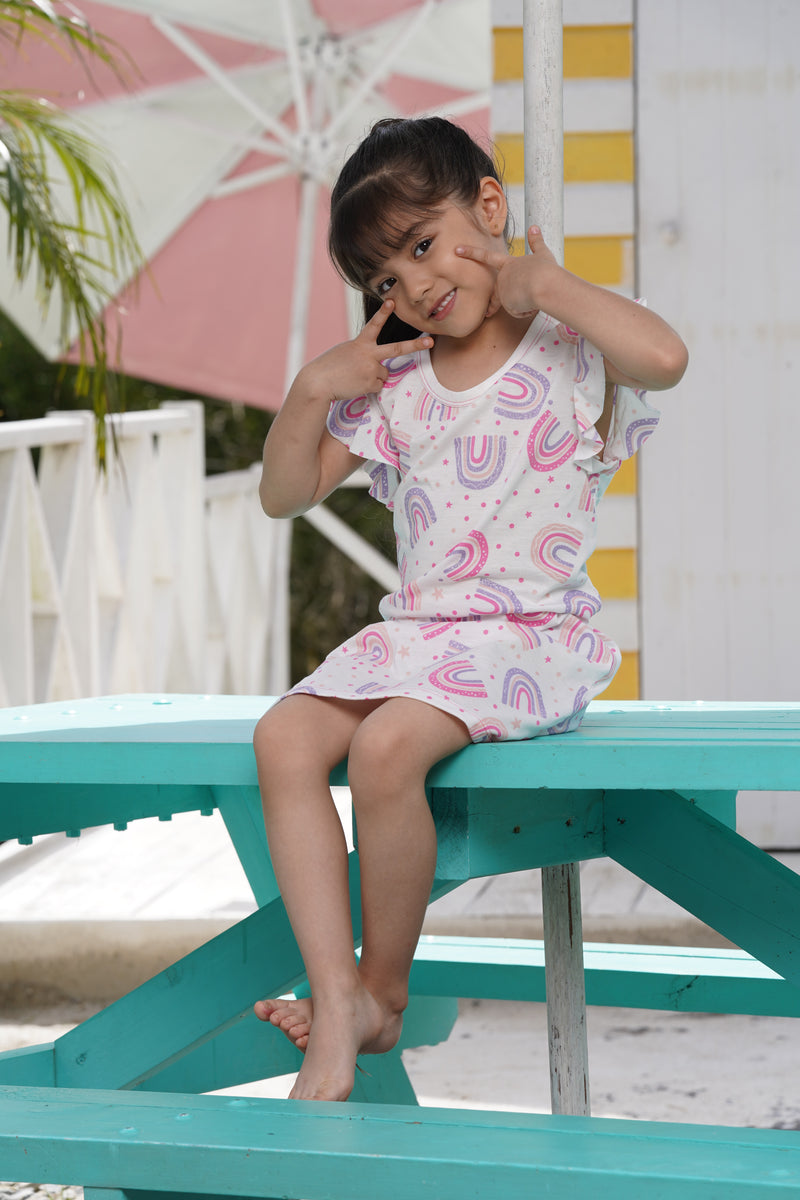Batola para niña manga corta bolero arcoíris