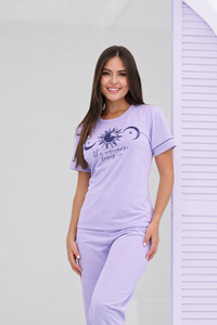 Pijama blusa y pantalón con puño en vivo