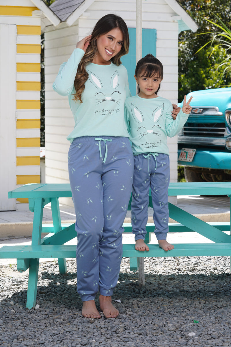 Pijama para mujer conjunto manga larga y pantalón conejito