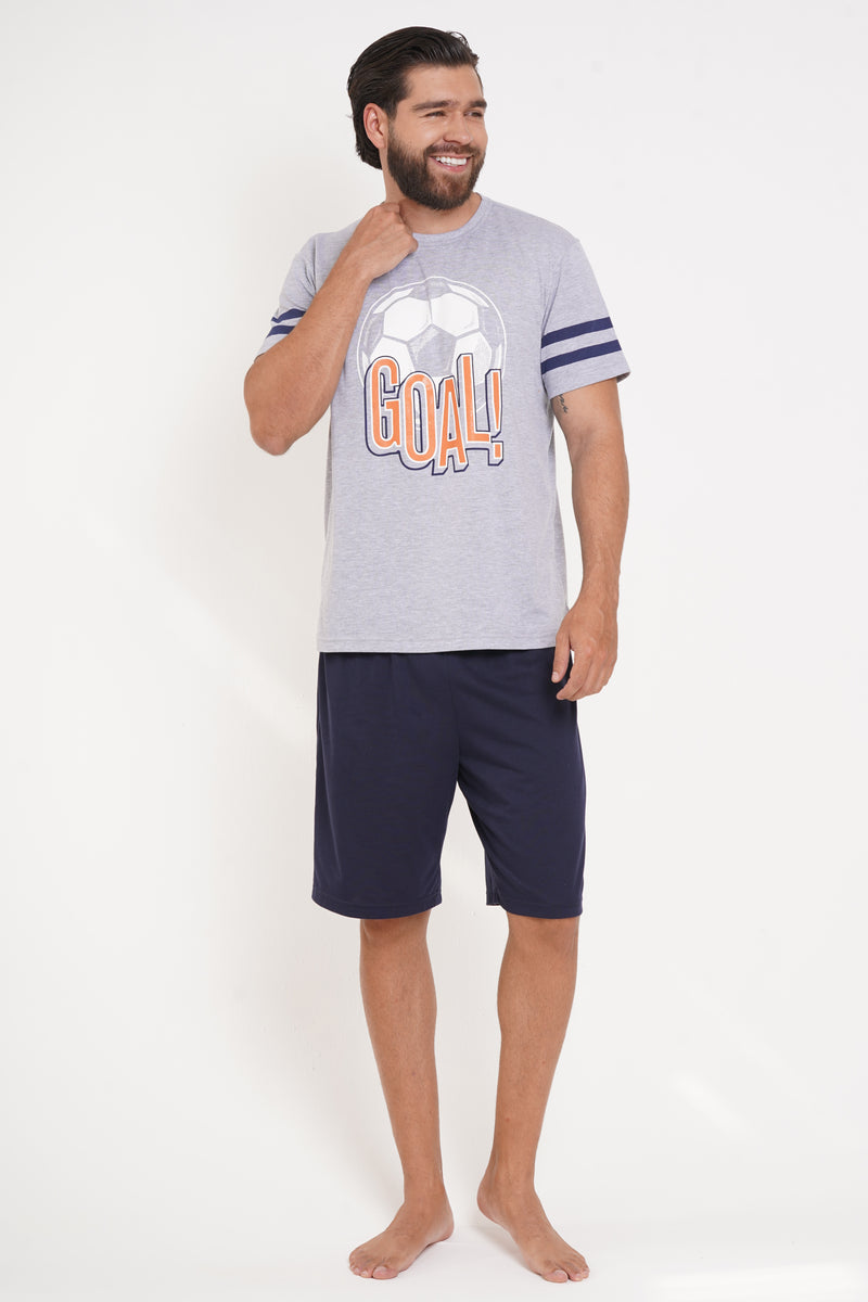 Pijama hombre conjunto manga corta bermuda goal