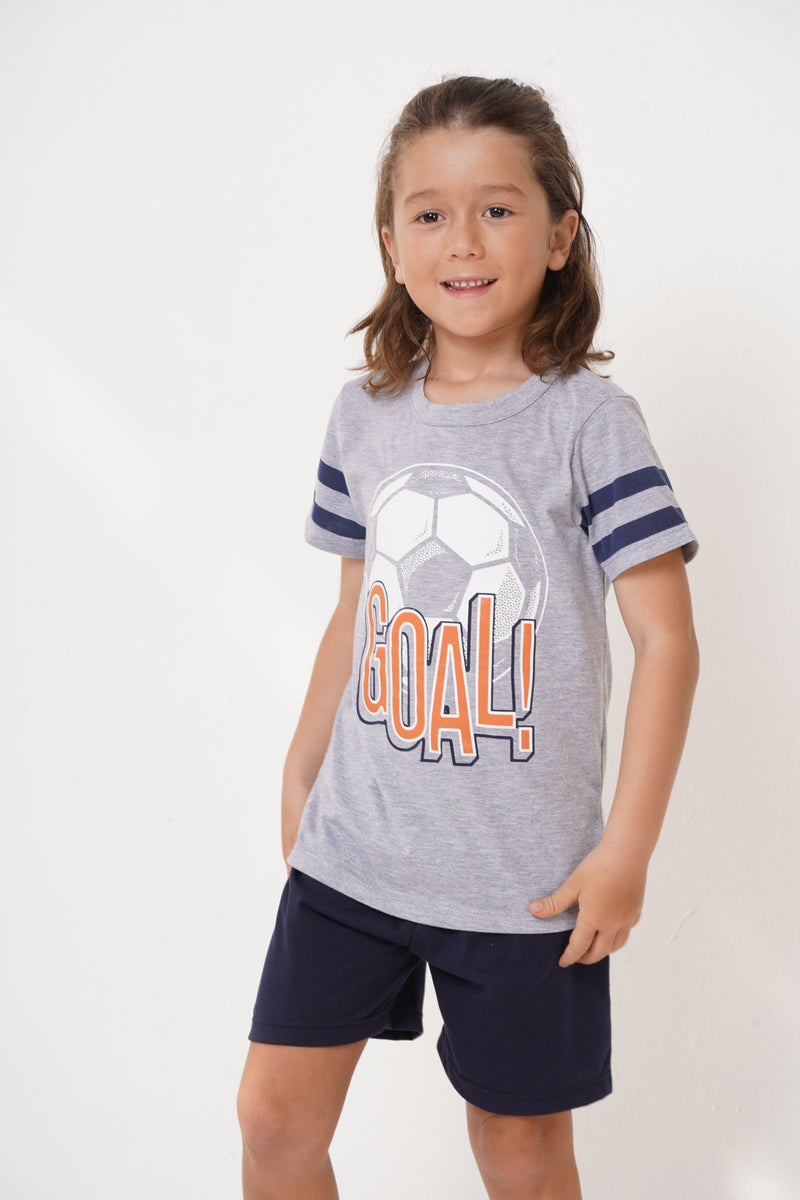Pijama niño set manga corta y bermuda goal