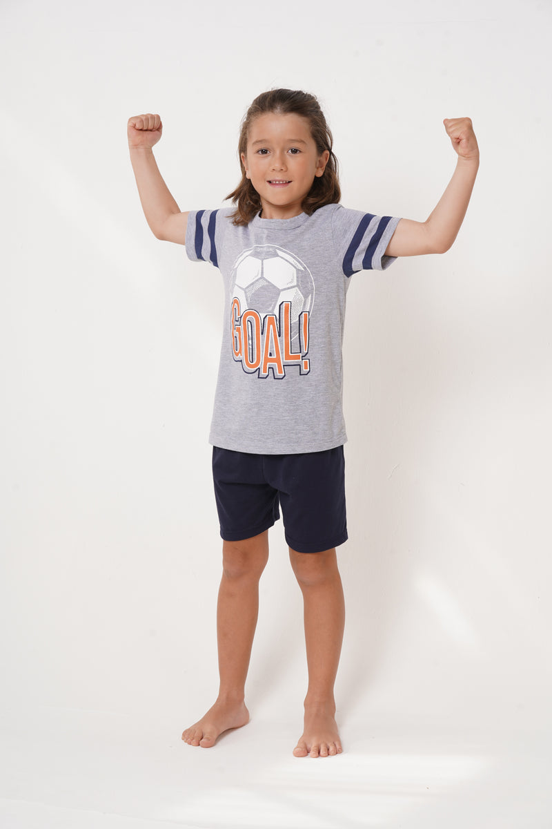 Pijama niño set manga corta y bermuda goal
