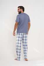 Pijama Hombre manga corta y pantalón cuadros y bolsillo