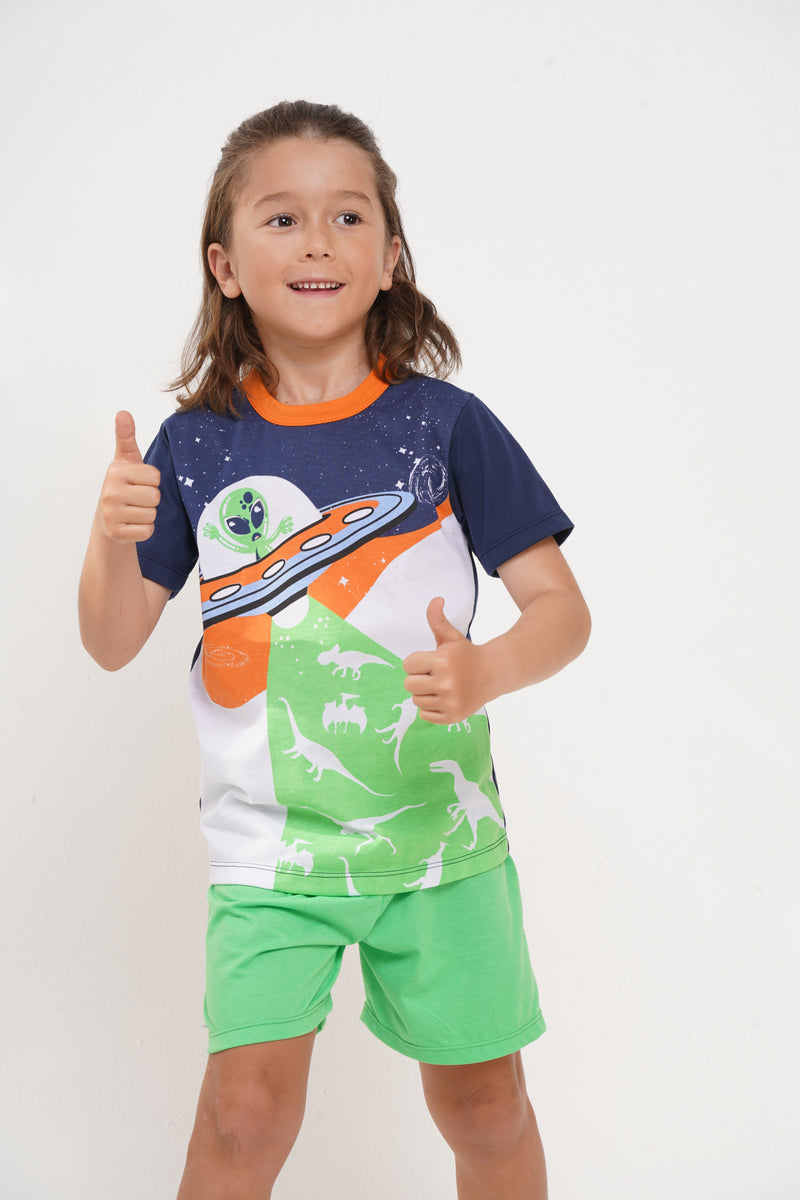 Pijama para niño de extraterrestre manga corta y bermuda