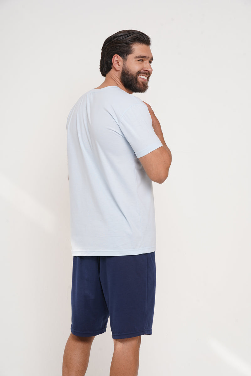 Pijama para hombre manga corta y bermuda rayas