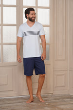 Pijama para hombre manga corta y bermuda rayas