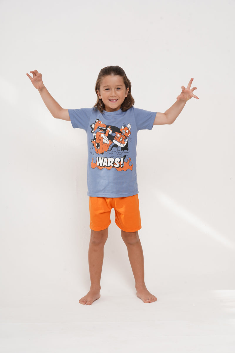 Pijama para niño manga corta y bermuda wars