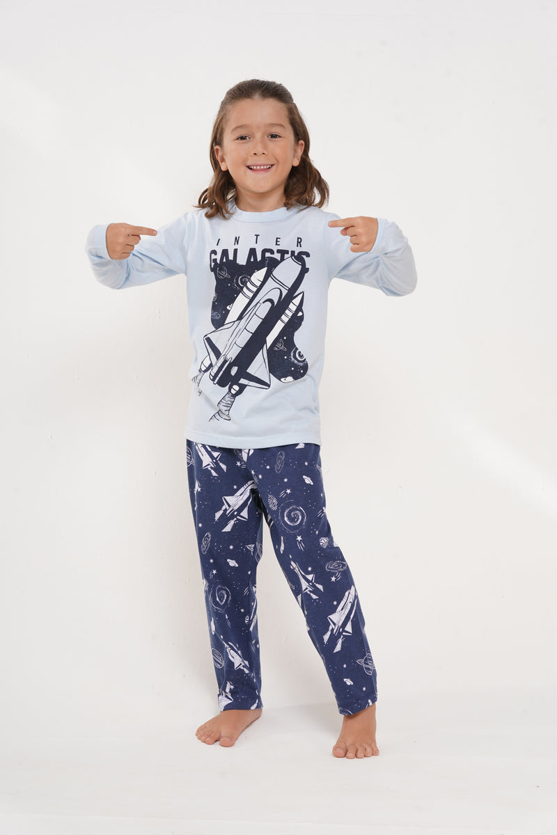 Pijama niño nave espacial manga larga y pantalón