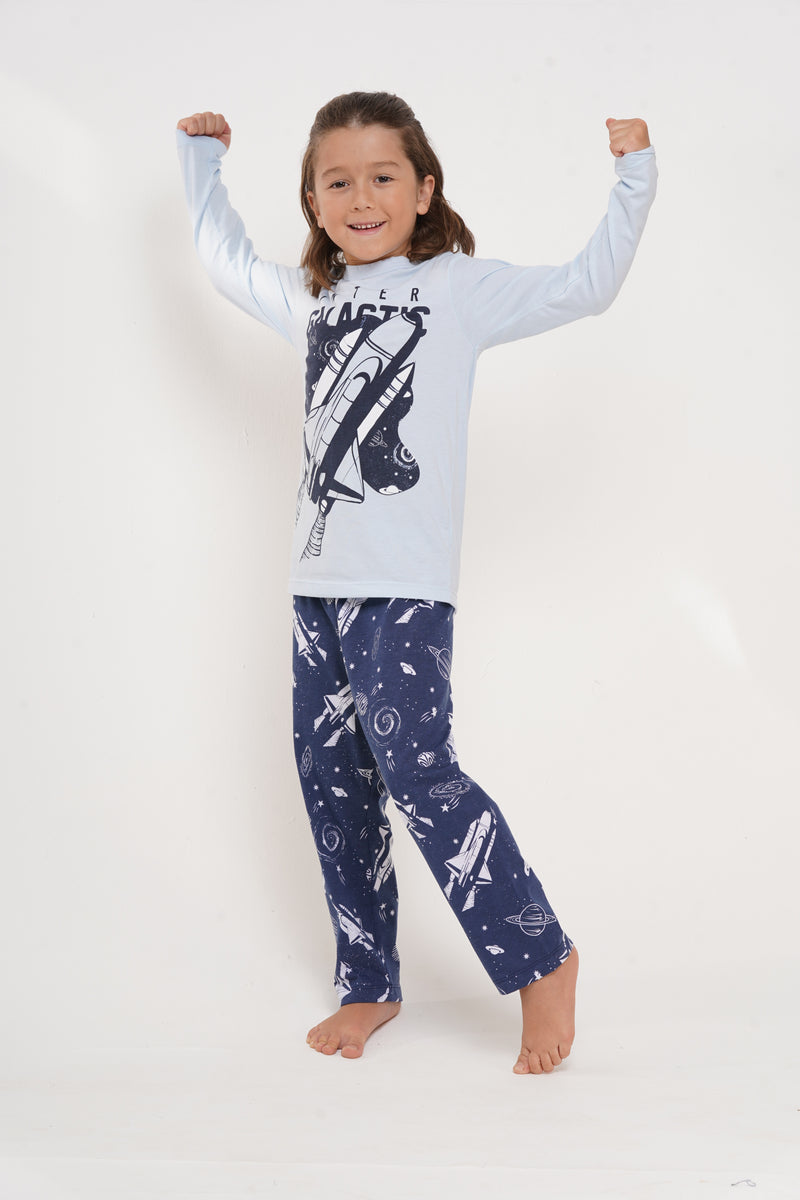 Pijama niño nave espacial manga larga y pantalón