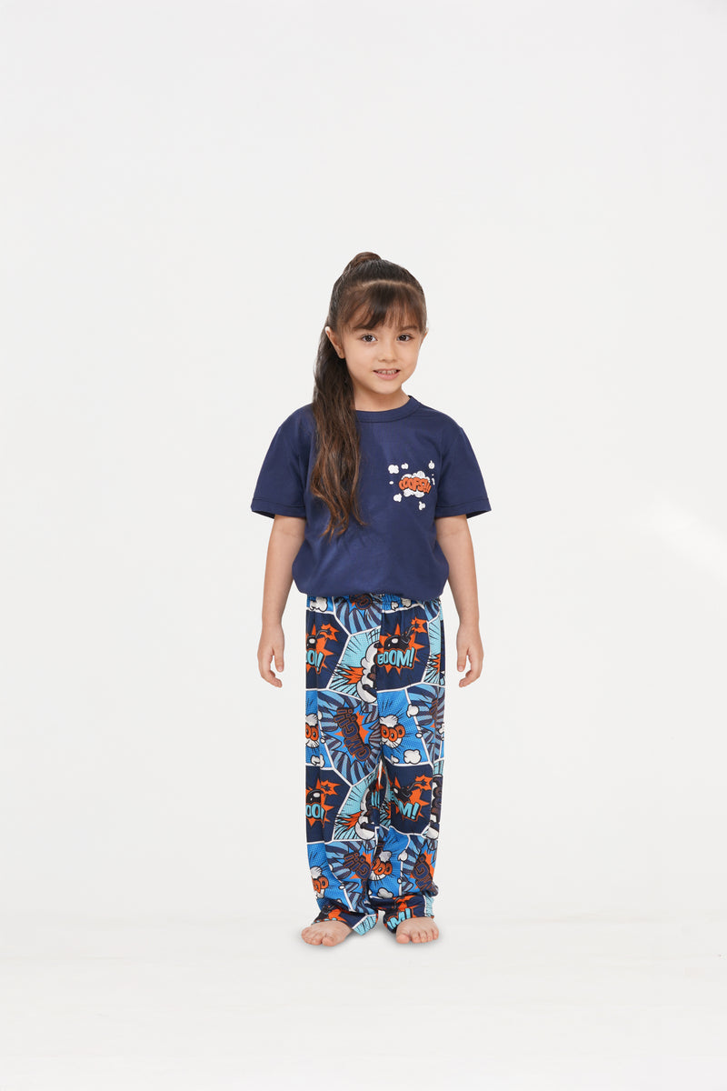 Pijama para niña manga corta y pantalón Comics