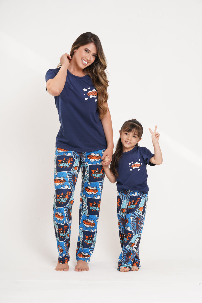 Pijama familiar para Mujer manga corta y pantalón Comics