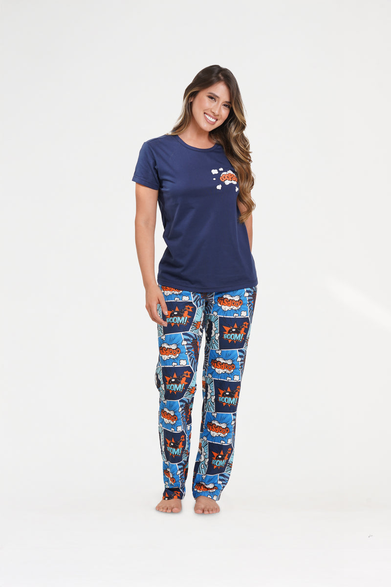 Pijama familiar para Mujer manga corta y pantalón Comics