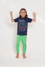 Pijama niño conjunto manga corta y pantalón fósiles dinosaurios