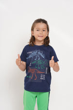 Pijama niño conjunto manga corta y pantalón fósiles dinosaurios