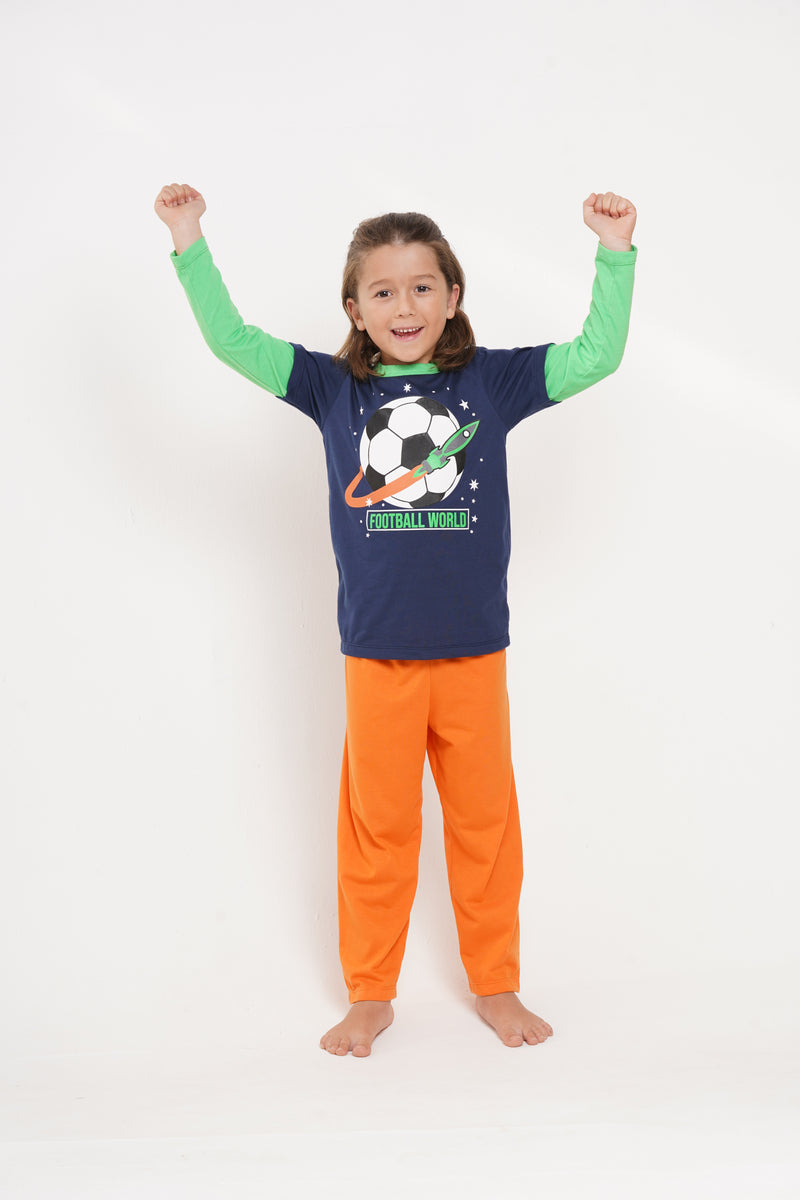 Pijama niño set manga larga pantalón football world