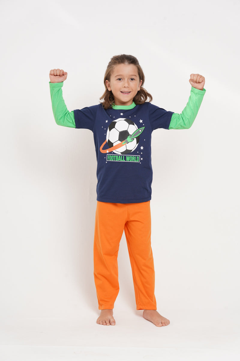 Pijama niño set manga larga pantalón football world