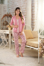Pijamas para mujer trio buzo blusa con tiras y pantalón