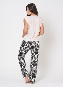 Pijama Manga corta rodada y pantalón cowprint Ref 45110