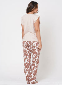 Pijama Manga corta rodada y pantalón cowprint Ref 45110