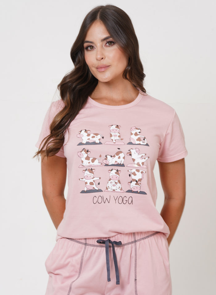 Pijama Mujer manga corta y capri vaquitas Ref 45210