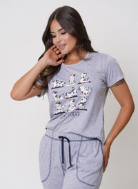 Pijama Mujer manga corta y capri vaquitas Ref 45210