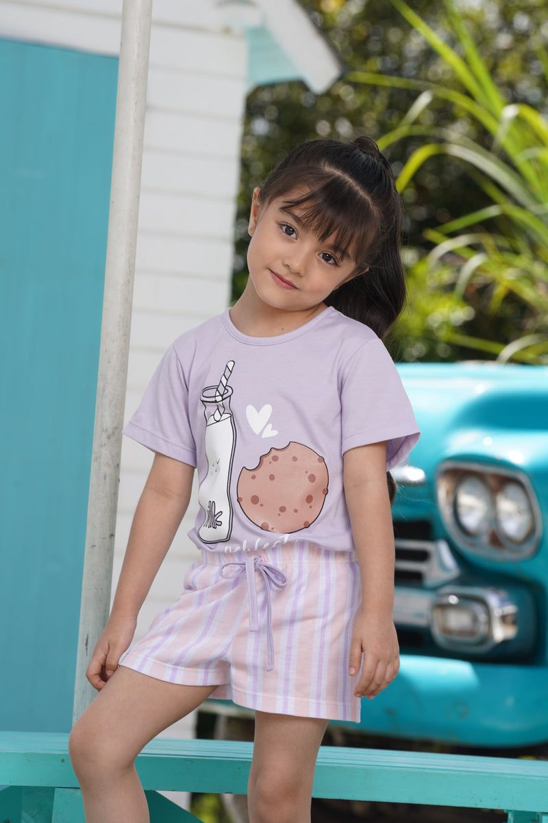 Pijama para niña set manga corta y short milk