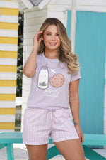 Pijama para mujer set manga corta y short milk