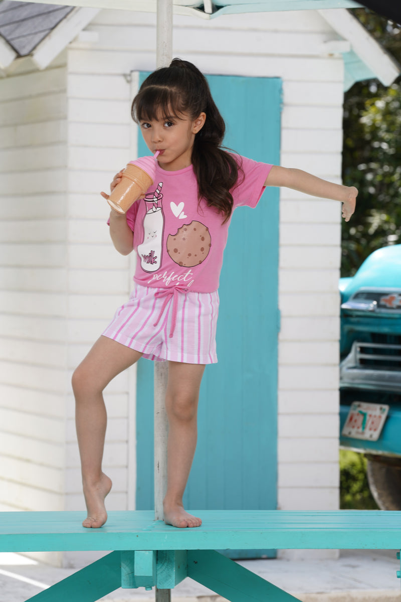 Pijama para niña set manga corta y short milk