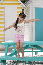 Pijama niña conjunto manga sisa y short pan y café