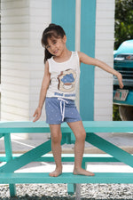 Pijama niña conjunto manga sisa y short pan y café