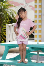 Pijama para niña manga corta y short unicornio