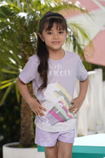 Pijama para niña manga corta y short unicornio