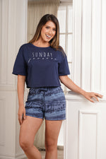 Pijama para mujer en set de manga corta y short sunday