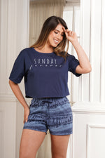 Pijama para mujer en set de manga corta y short sunday