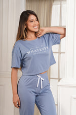 Pijama para mujer conjunto de manga corta y jogger whatever